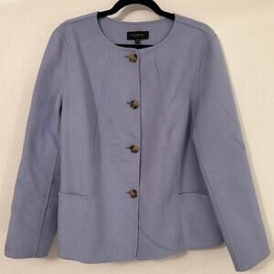 Talbots Boiled Wool Collarless Jacket in Periwinkle Blue Size 18 Button Front